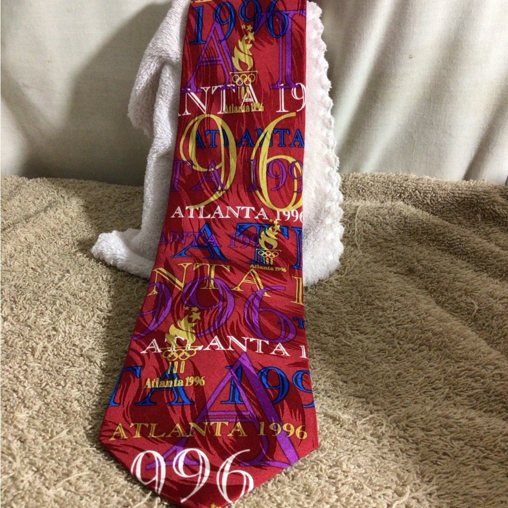 Atlanta 1996 Commemorative Red Printed Men's Tie